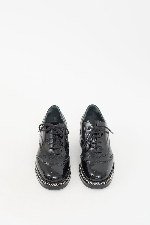 Chanel Black Leather Chain Embellished Oxford