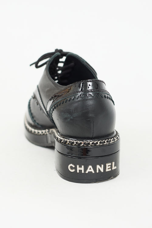 Chanel Black Leather Chain Embellished Oxford