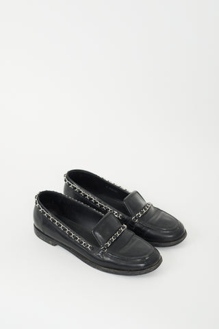 Chanel Black Leather Chain CC Loafer