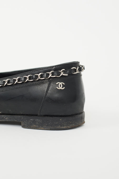 Chanel Black Leather Chain CC Loafer