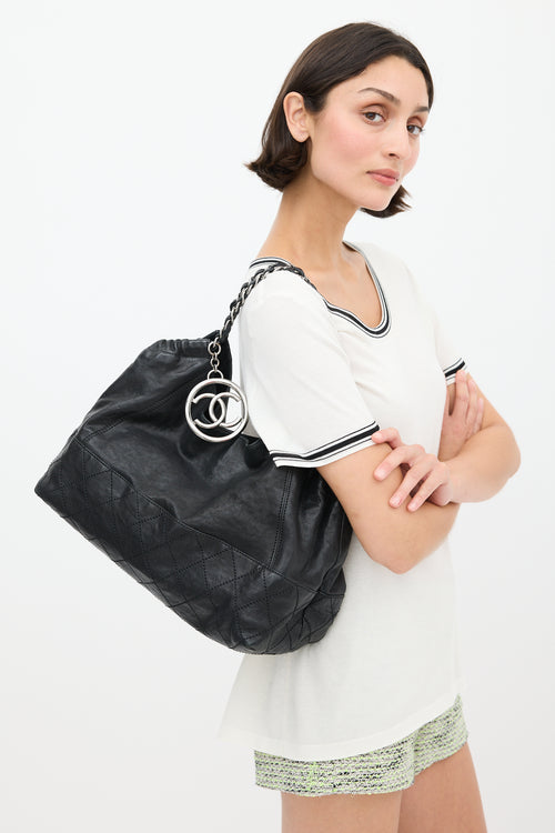 Chanel Black Leather Coco Cabas Tote