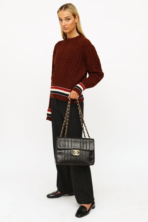 Chanel Black Vertical Quilt Lamkskin Flap Bag