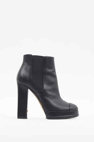 Chanel Black Leather Heeled Chelsea Boot