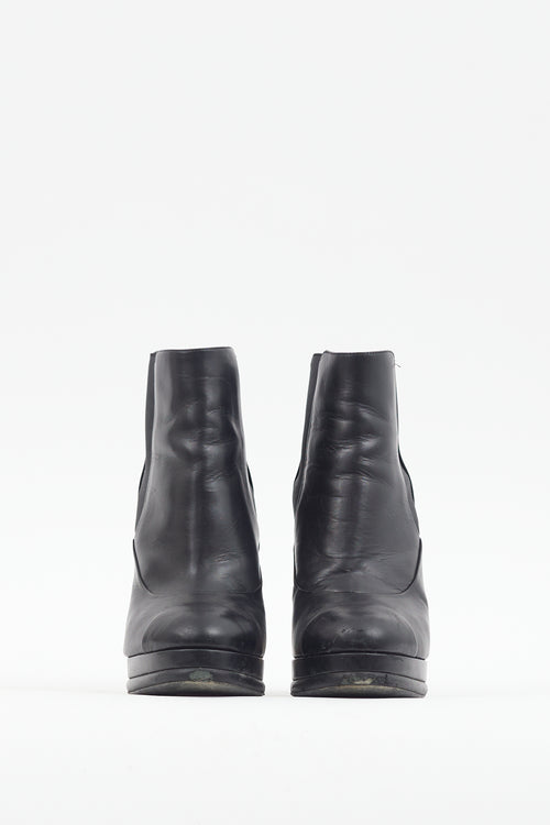 Chanel Black Leather Heeled Chelsea Boot