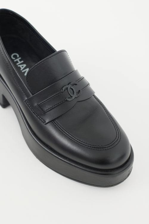 Chanel Black Leather Platform Loafer