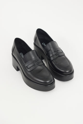 Chanel Black Leather Platform Loafer