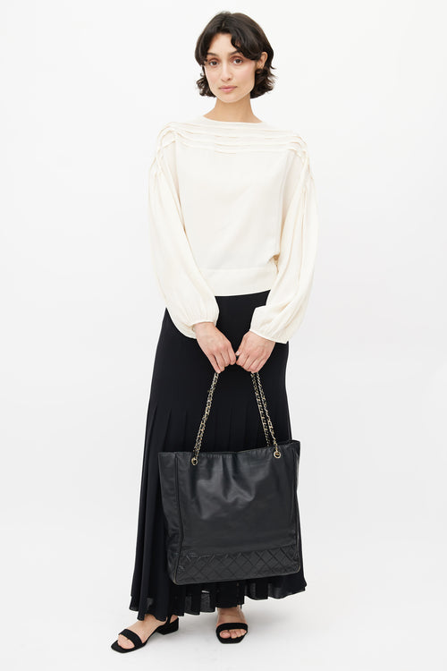 2012 Black Leather Quilted Tote