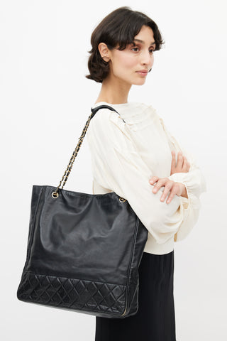 2012 Black Leather Quilted Tote