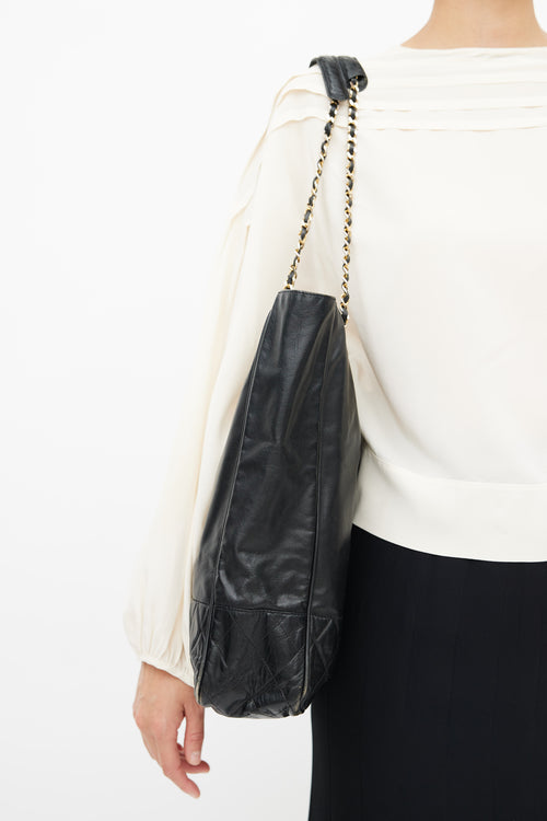 2012 Black Leather Quilted Tote