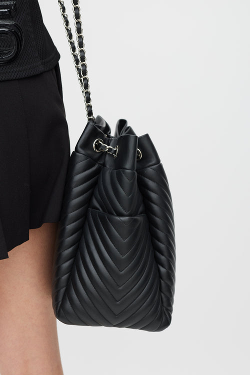 Chanel 2016/17 Black Leather Urban Spirit Bucket Bag