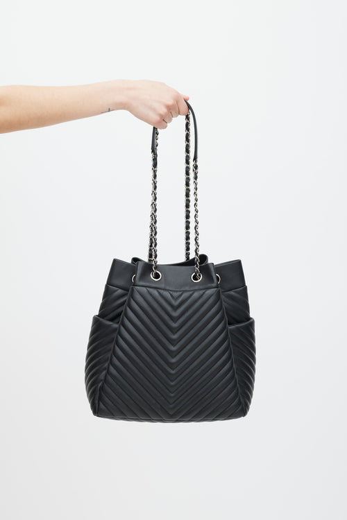 Chanel 2016/17 Black Leather Urban Spirit Bucket Bag