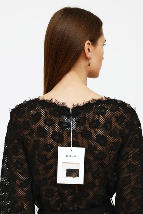 Chanel Black Knit Mesh Mini Dress