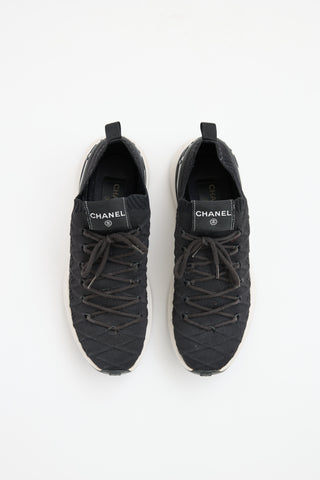 Chanel Black Knit Logo Sneaker