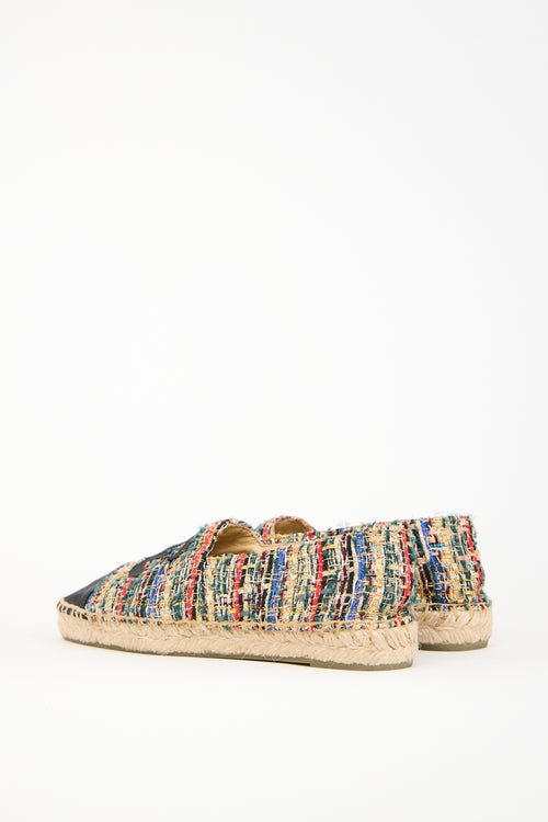 Chanel Black 
Multicolour Tweed CC Espadrille Flat