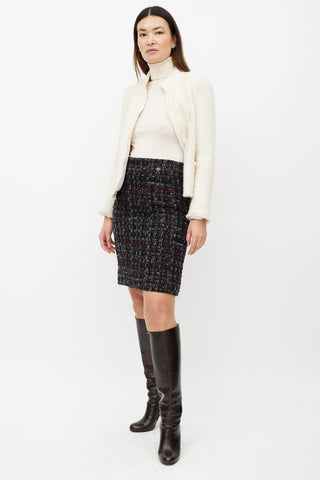 Chanel Black 
Multicolour Wool Tweed Skirt