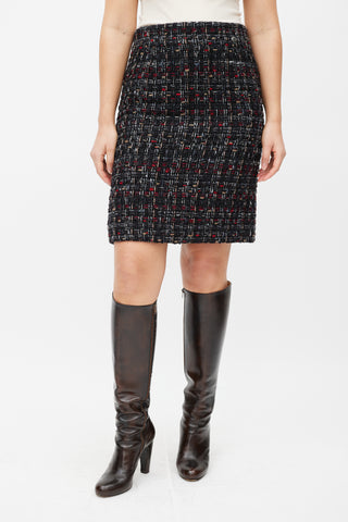 Chanel Black 
Multicolour Wool Tweed Skirt