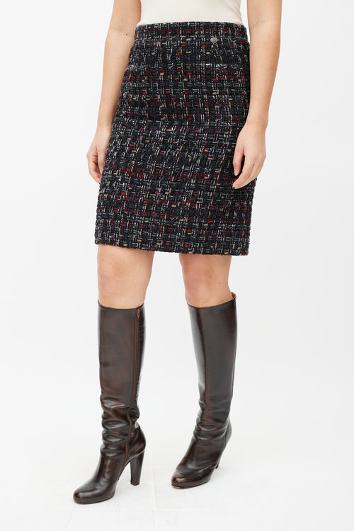 Chanel Black 
Multicolour Wool Tweed Skirt