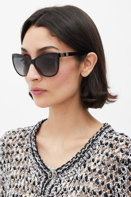 Chanel Black Oversized 5281Q CC Bow Sunglasses