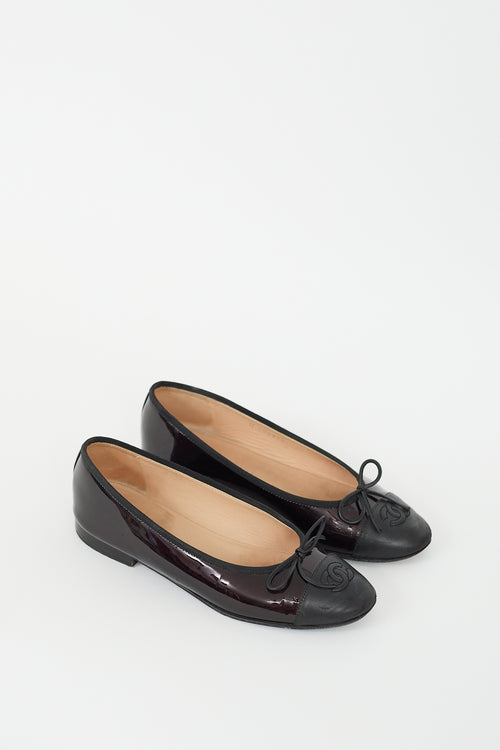 Chanel Deep Burgundy Patent CC Ballet Flat