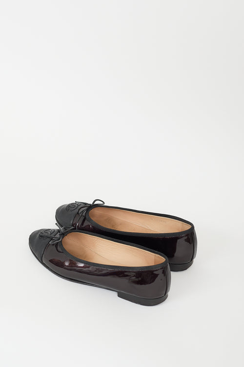 Chanel Deep Burgundy Patent CC Ballet Flat