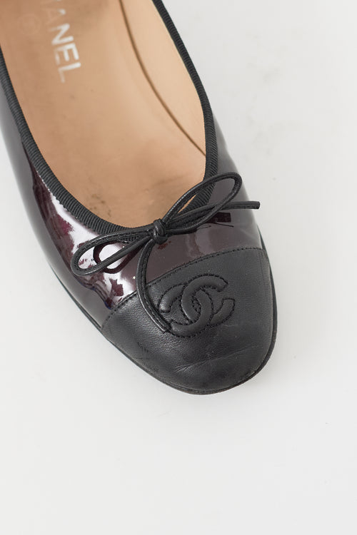 Chanel Deep Burgundy Patent CC Ballet Flat