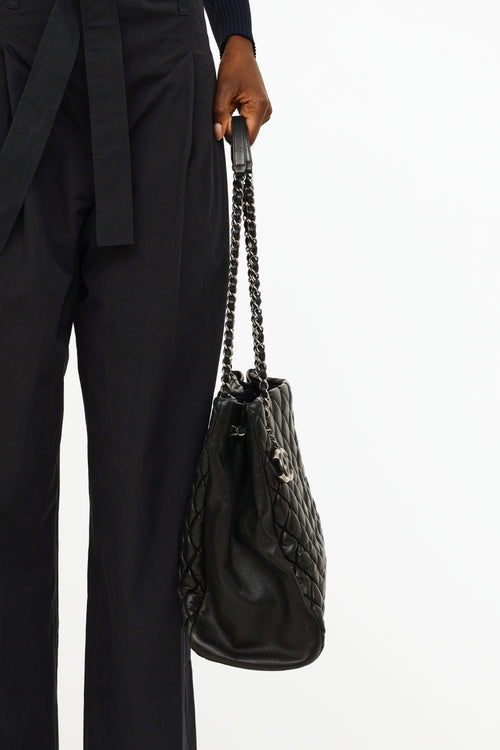 Chanel Black Lambskin Bubble Quilted Tote Bag