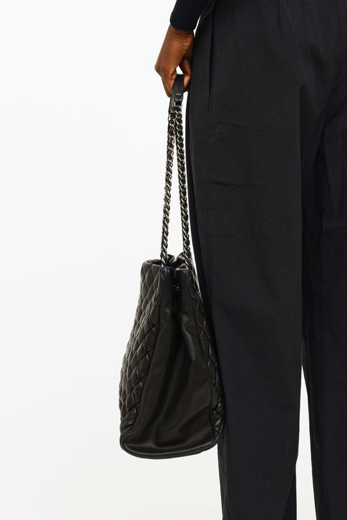 Chanel Black Lambskin Bubble Quilted Tote Bag