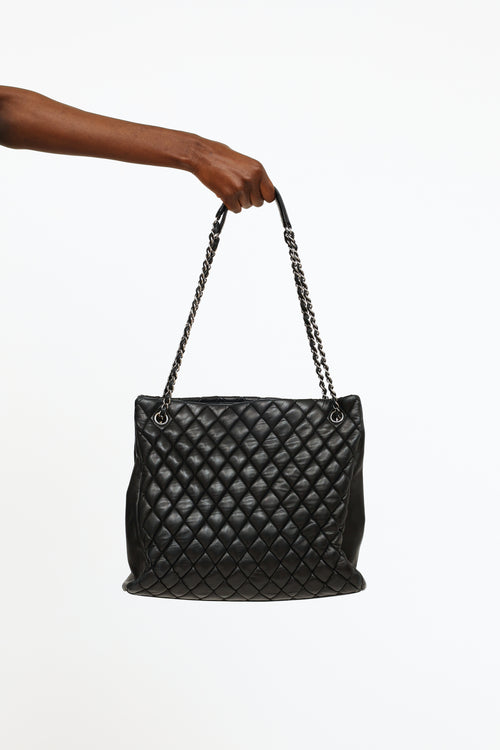 Chanel Black Lambskin Bubble Quilted Tote Bag