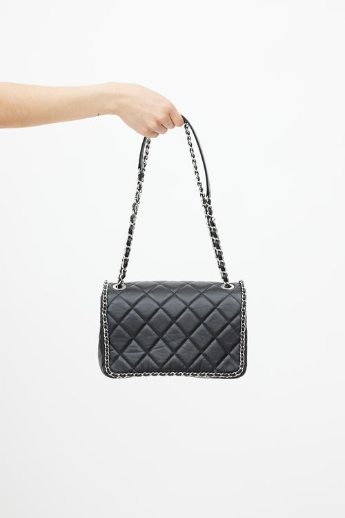 Chanel 2019 Black 
Silver Medium Chain Around Crossbody Bag