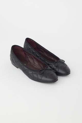 Chanel Black Quilted Leather Ballet Flat