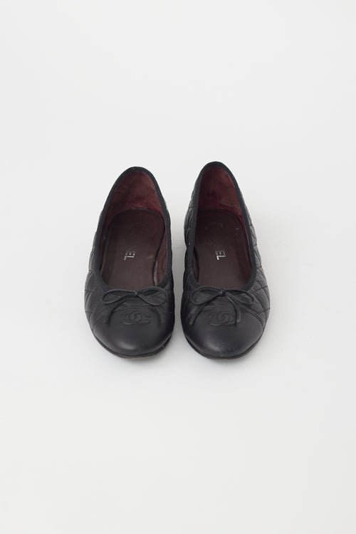 Chanel Black Quilted Leather Ballet Flat