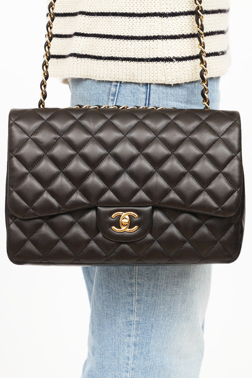 Chanel 2010/11 Black Single Flap Jumbo Shoulder Bag