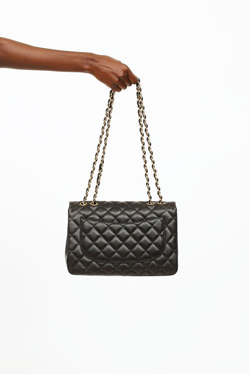 Chanel 2010/11 Black Single Flap Jumbo Shoulder Bag