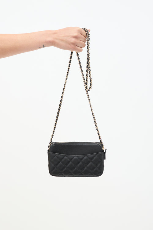 Chanel Black Quilted Leather Phone Holder Bag