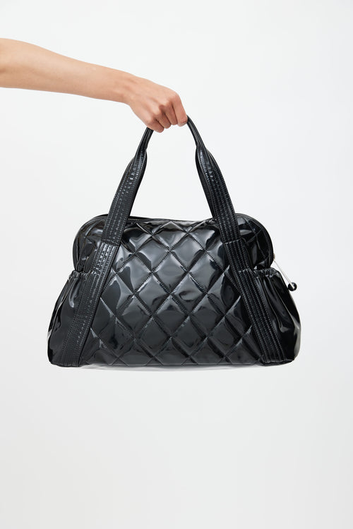 Chanel 2009s Black Patent Quilted Shoulder Bag