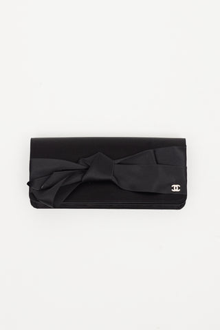 Chanel Black Satin Bow Wallet