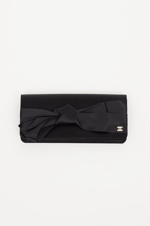 Chanel Black Satin Bow Wallet