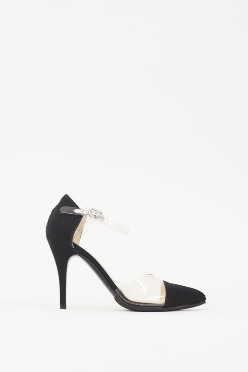 Chanel Black Satin PVC Heel