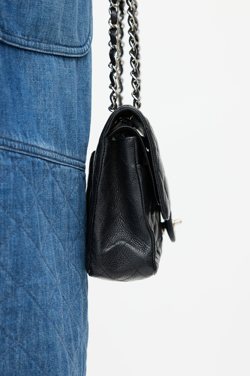 Chanel Black 
Silver Classic Double Flap Shoulder Bag