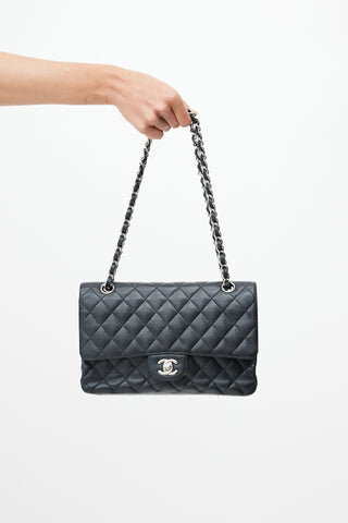 Chanel Black 
Silver Classic Double Flap Shoulder Bag