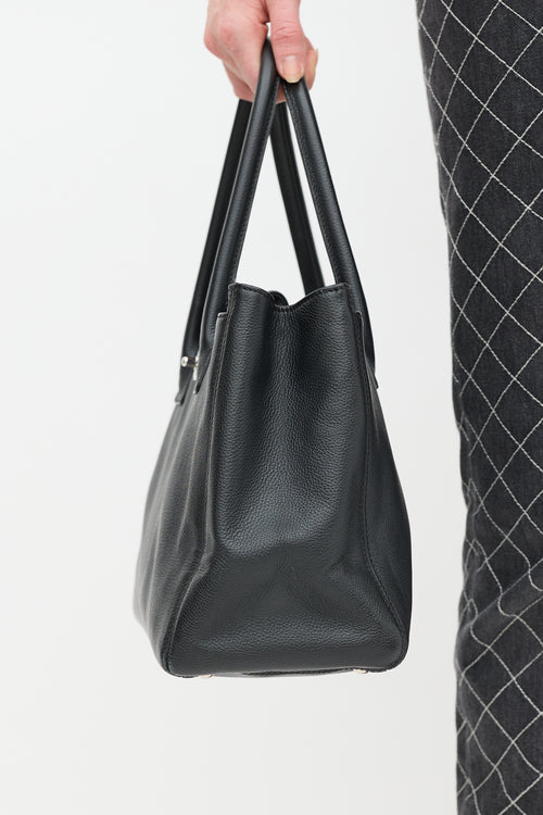 Chanel Black Leather CC Executive Cerf Tote Bag