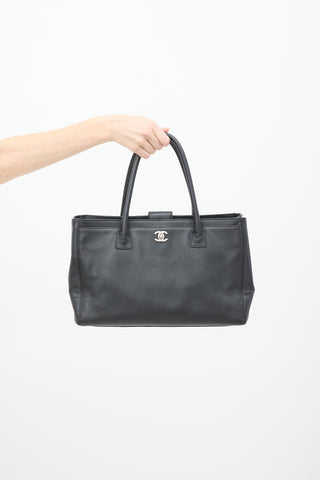 Chanel Black Leather CC Executive Cerf Tote Bag