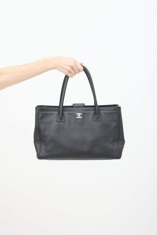 Chanel Black Leather CC Executive Cerf Tote Bag