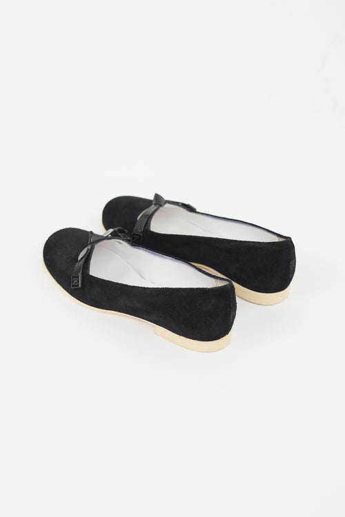 Chanel Black Suede Bow Flat