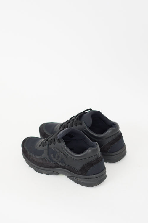 Chanel Black Suede CC Interlocking Logo Sneaker