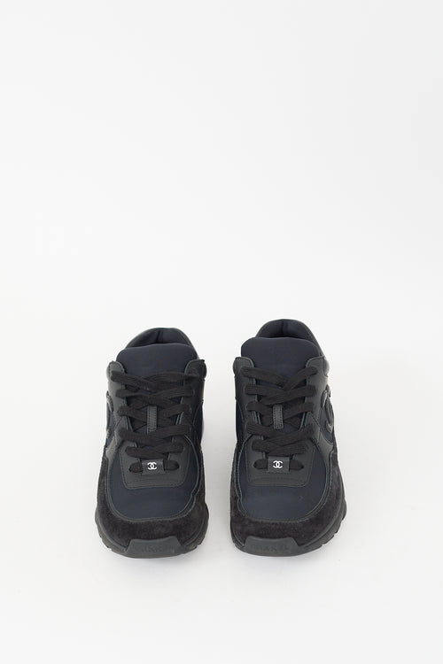 Chanel Black Suede CC Interlocking Logo Sneaker