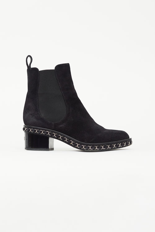 Chanel Black Suede Chelsea Ankle Boot