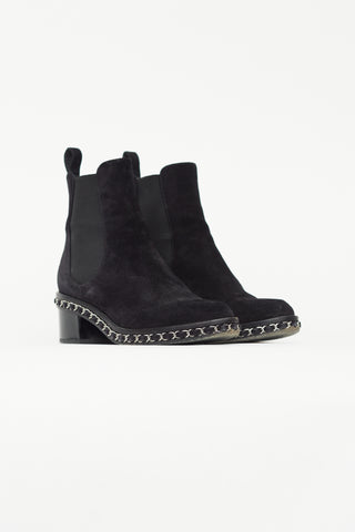 Chanel Black Suede Chelsea Ankle Boot