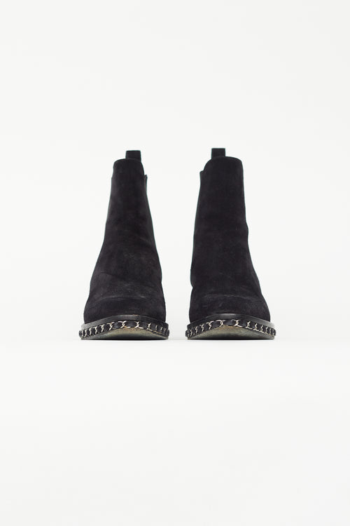 Chanel Black Suede Chelsea Ankle Boot