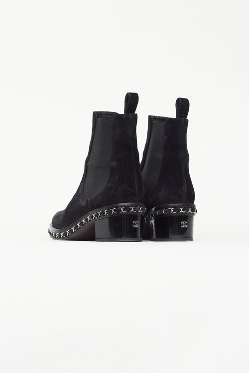 Chanel Black Suede Chelsea Ankle Boot